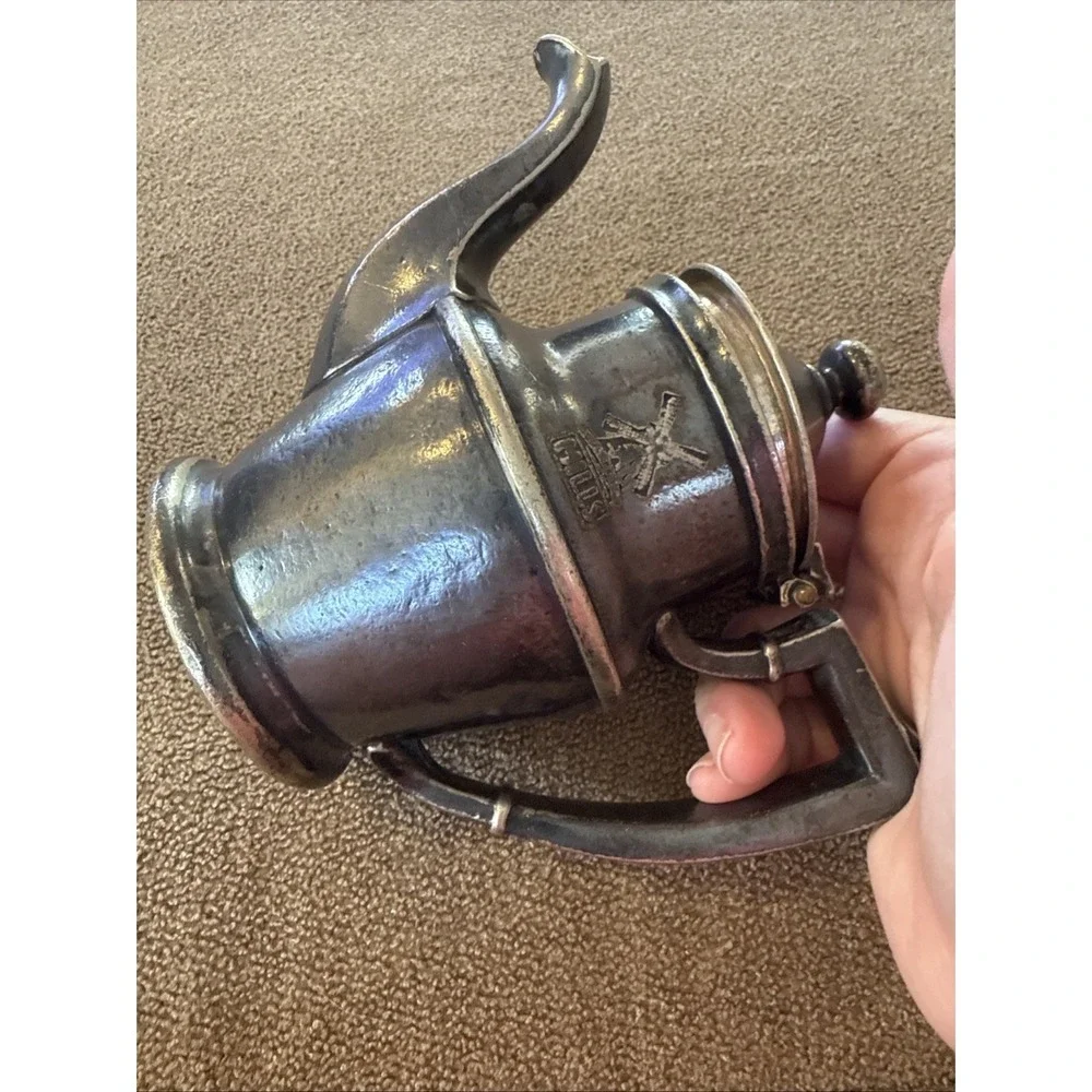 Vintage MILLS International Silver Soldered Milk Creamer Tea 8oz Lidded (TD)